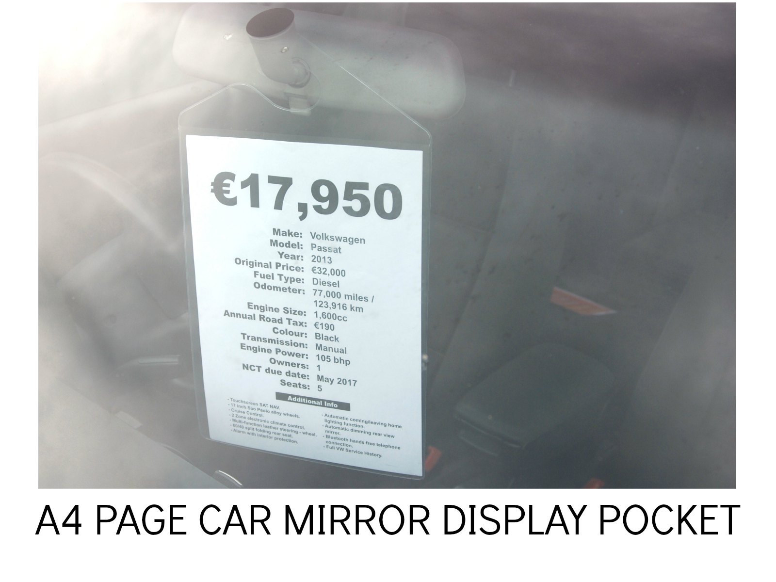 DISPLAY A4 PAGE FROM CAR MIRROR