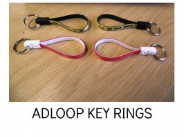 LOOPED KEY RINGS. ADVERTISING LOOPS, KEY RIBBONS