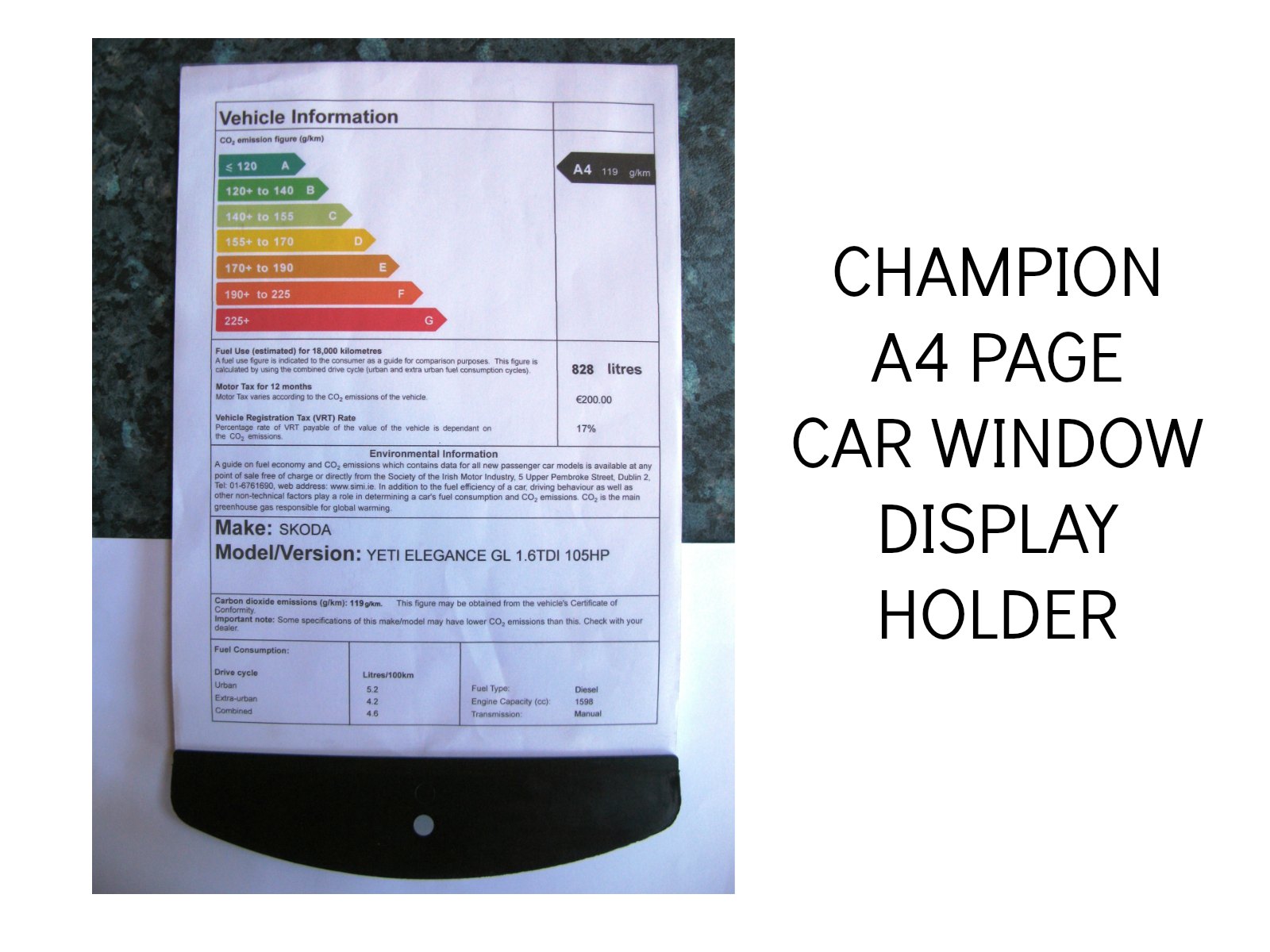 DISPLAY A4 PAGE IN CAR WINDOW, BLADE SPEC SHEET HOLDERS