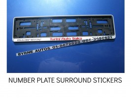 REG PLATE STICKERS, REG SURROUND STICKERS